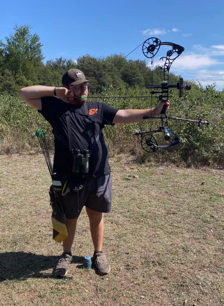 Konner Ingersoll anchored and aiming on target with Hunting Bow